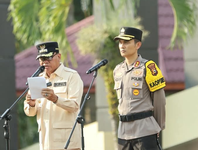 Bupati Kuansing dan Kapolres Pimpin Apel Gelar Pasukan Operasi Ketupat Lancang Kuning 2026