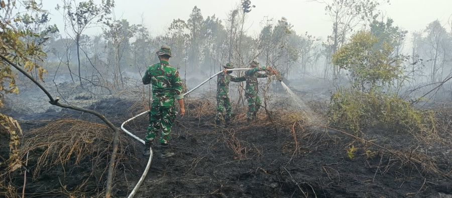 Kodam XIX/Tuanku Tambusai Kerahkan Pasukan Gabungan Padamkan Karhutla di Kampar