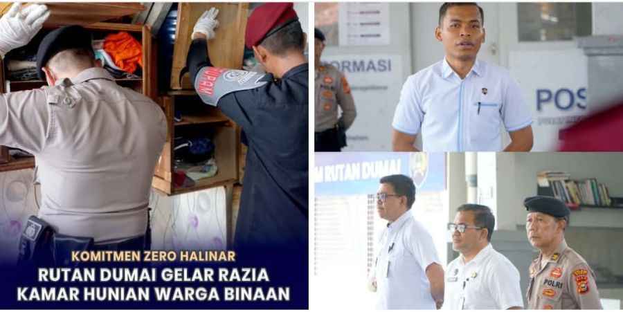 Komitmen Zero Halinar, Rutan Dumai Gelar Razia Kamar Hunian Warga Binaan