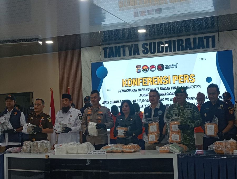 Polres Bengkalis Musnahkan Narkotika Jaringan Internasional, Selamatkan 287 Ribu Jiwa