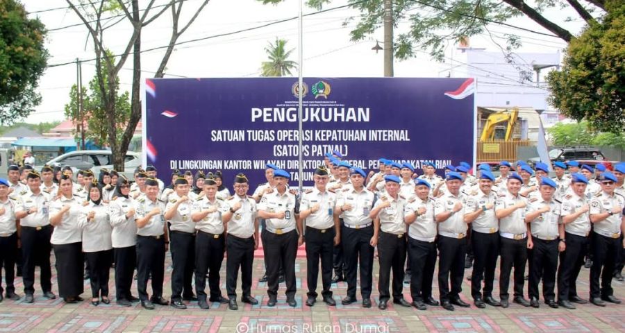 Rutan Dumai Ikuti Pengukuhan Satops Patnal Kanwil Ditjenpas Riau, 4 Petugas Dikukuhkan