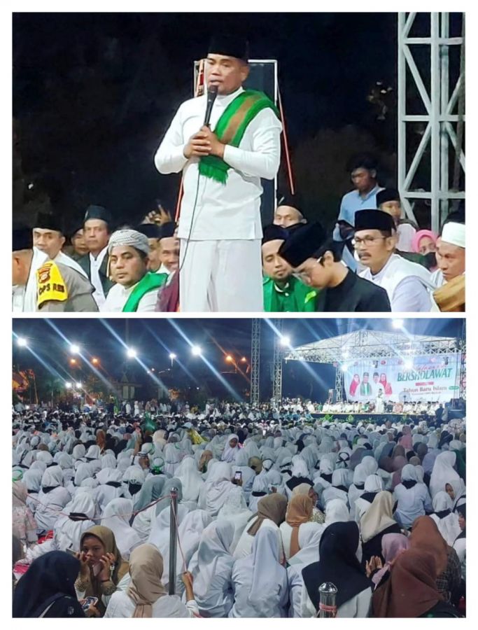 Sambut Tahun Baru Islam Ribuan Masyarakat Pelalawan Bersholawat Bersholawat Bersama Gus Azmi